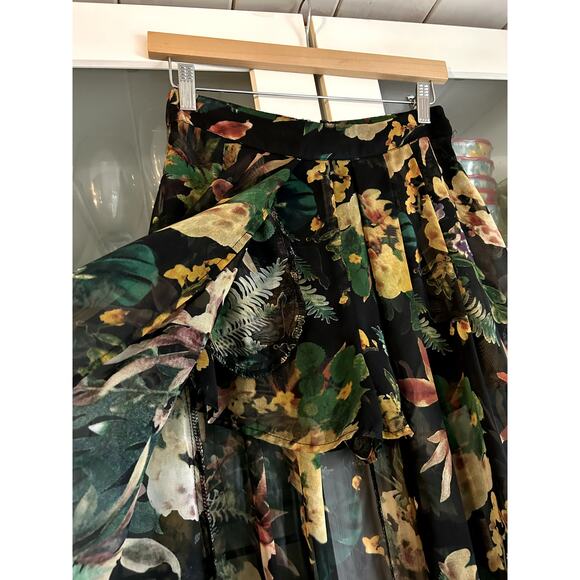 LUXXEL Women's Tropical Skirt Floral Open Front Attached Shorts Size Medium - Picture 4 of 7